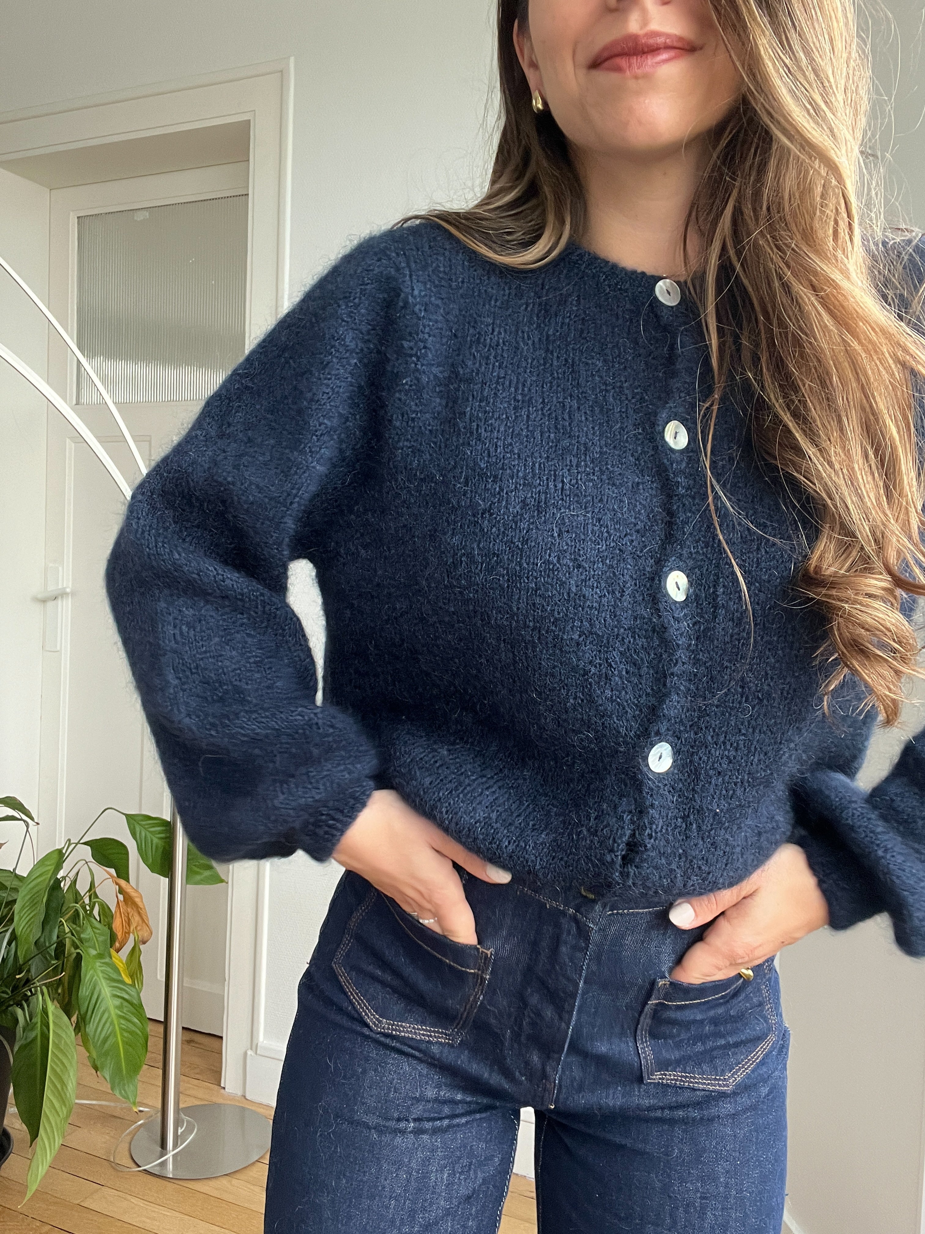 Bianca navy blue wool knit