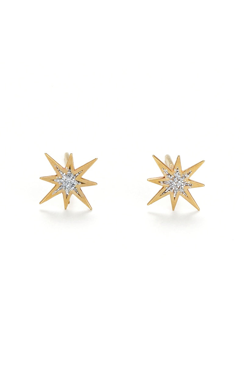 Boucles D'Oreilles "Mon Étoile" Or Jaune 375/1000 Et Zirconium