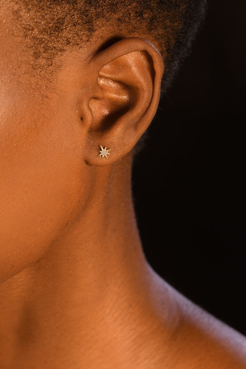 Boucles D'Oreilles "Mon Étoile" Or Jaune 375/1000 Et Zirconium