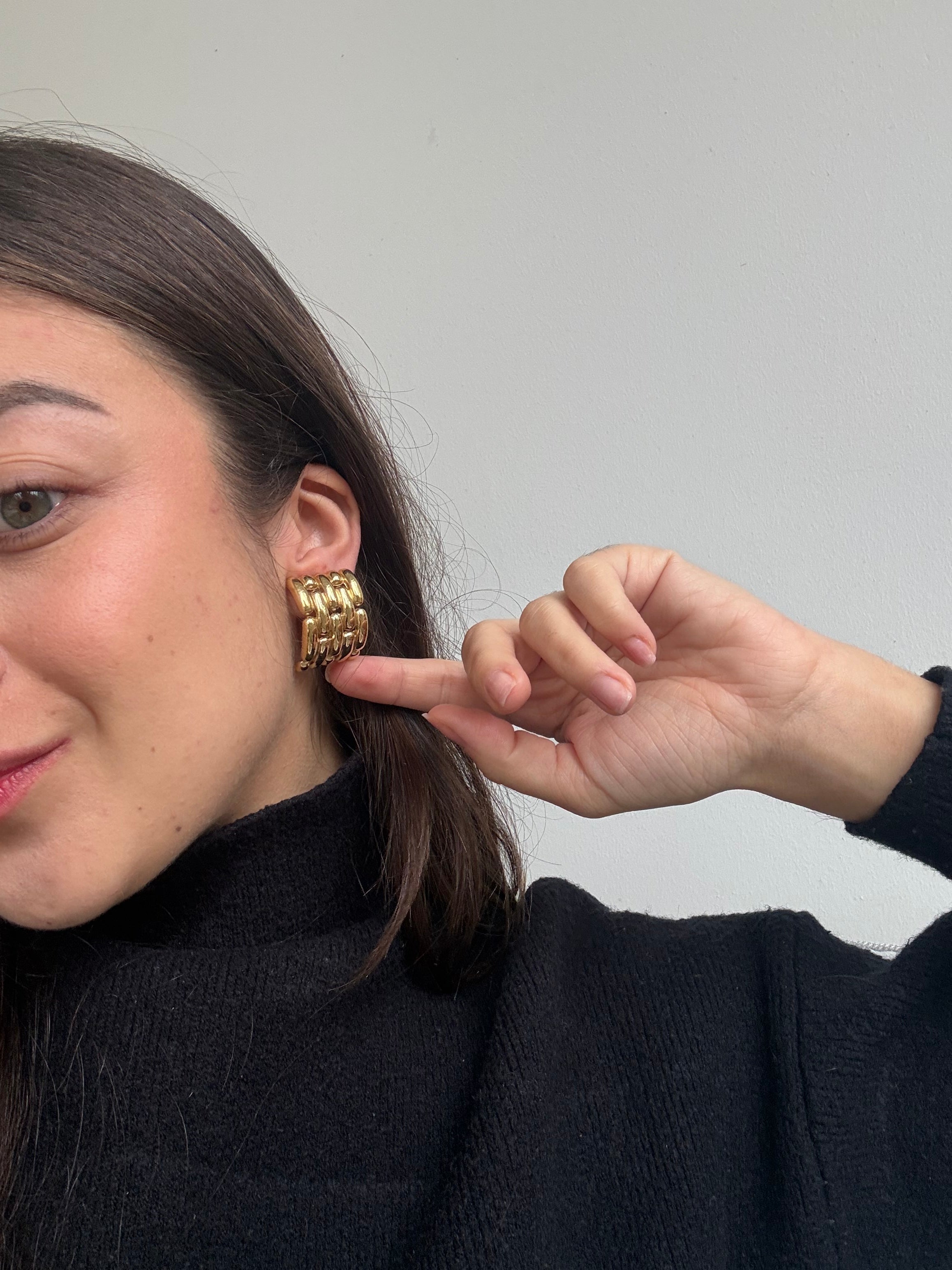 Boucles D’Oreilles Givenchy Vintage - Maillons Tressés Dorés