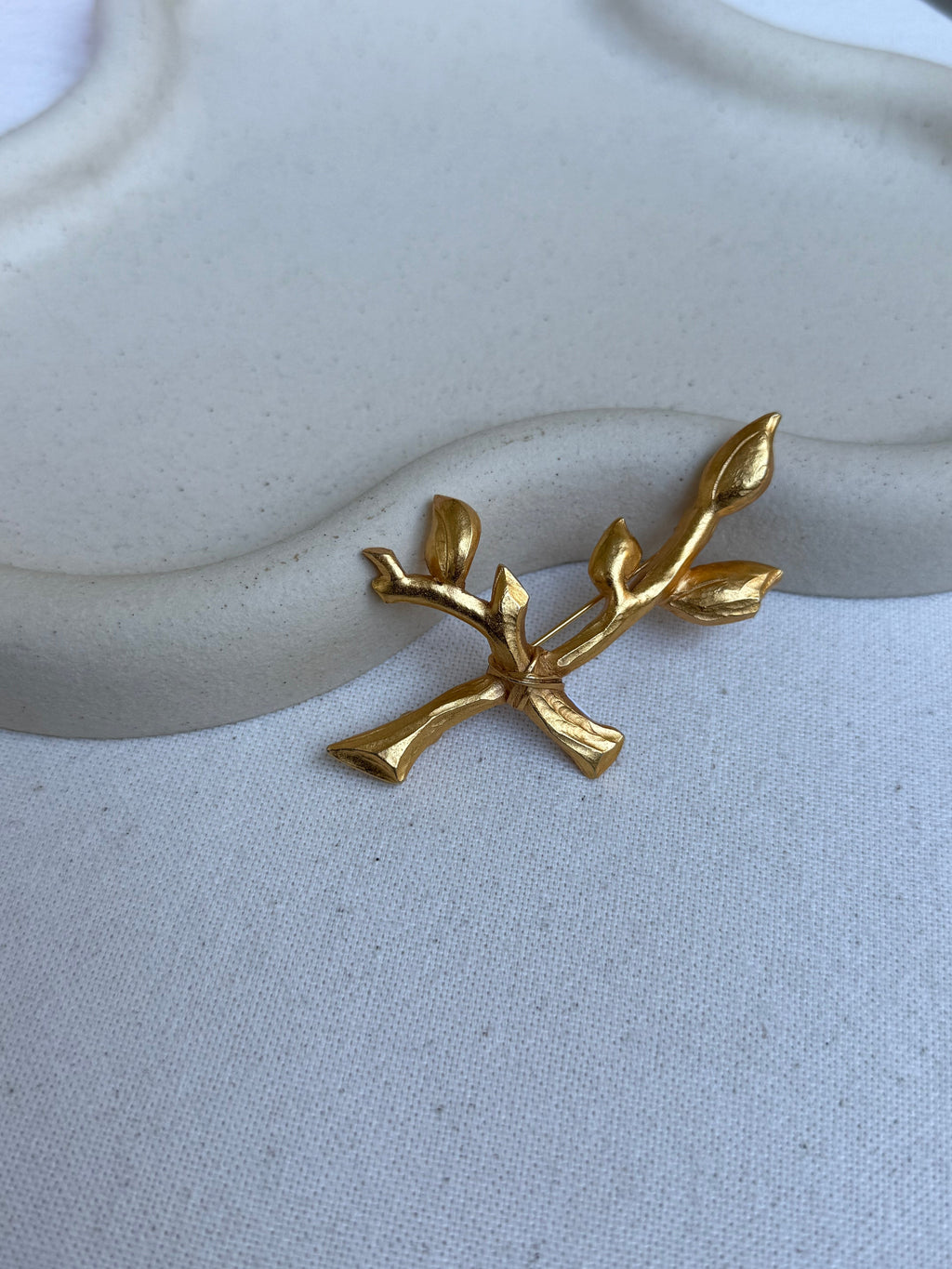 Broche Antigona Vintage - Hojas Doradas
