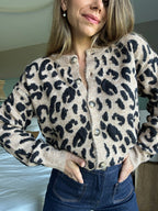 Cárdigan de leopardo beige Camille