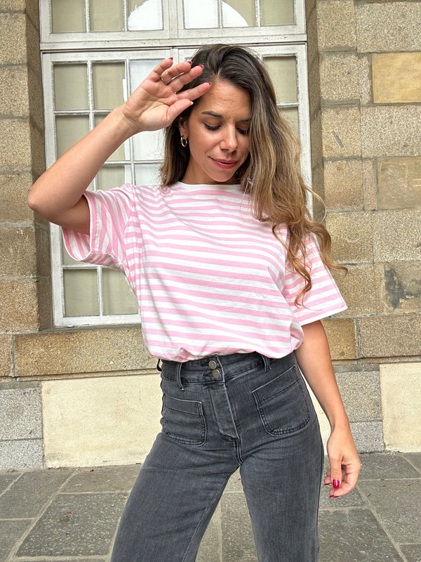 Camiseta Jules de rayas rosas