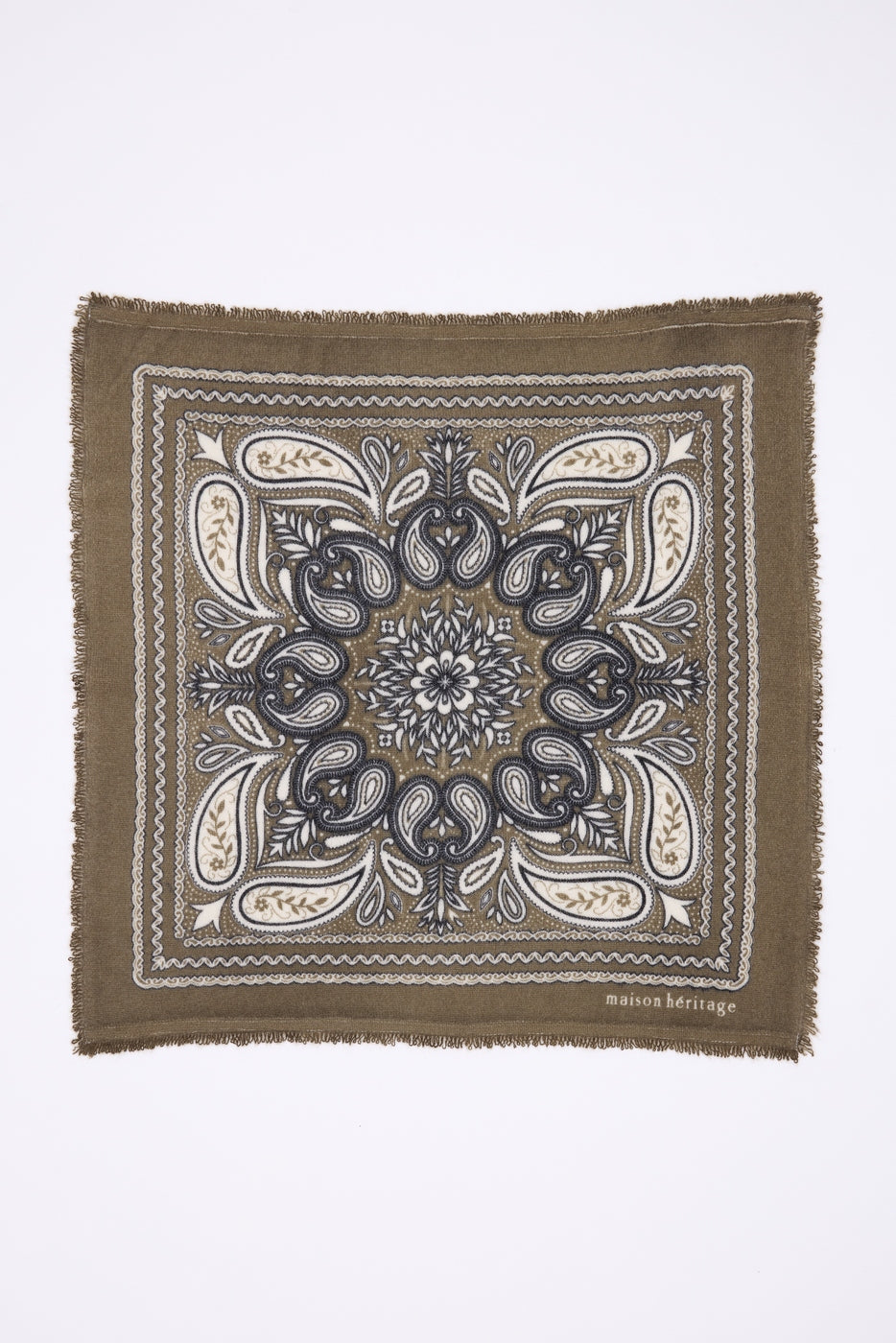 Petit Bandana Efi - Vert Khaki Blanc - Femme