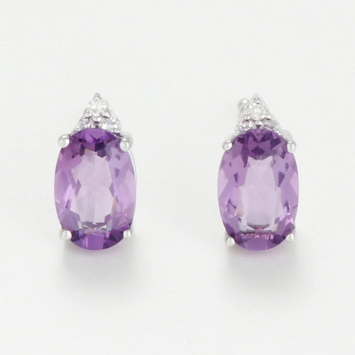 Boucles D'Oreilles "Liliane" D0,02/6 Am0,62/2 - Or Blanc 375/1000