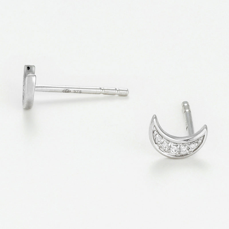 Boucles D'Oreilles "Diamond Moon" Diamants 0,02/10 - Or Blanc 375/1000