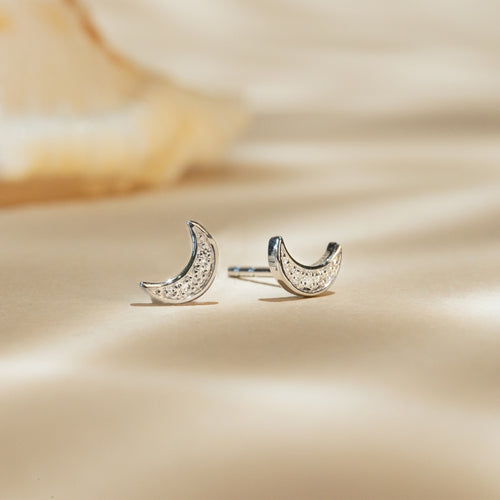 Boucles D'Oreilles "Diamond Moon" Diamants 0,02/10 - Or Blanc