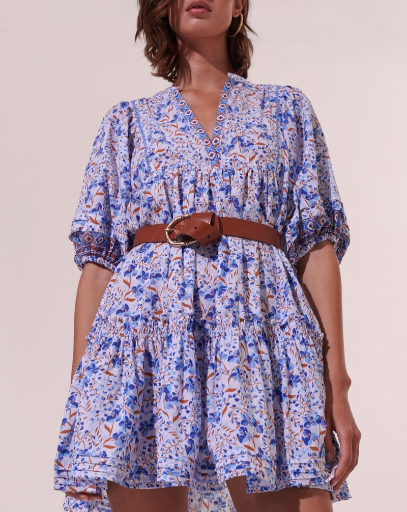 Aria Short Dress - Sky Mini Jonquille - Women's