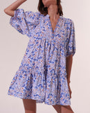 Aria Short Dress - Sky Mini Jonquille - Women's