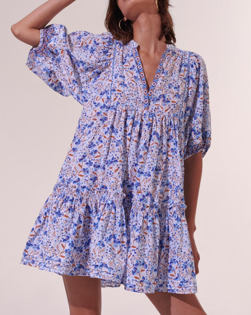 Aria Short Dress - Sky Mini Jonquille - Women's