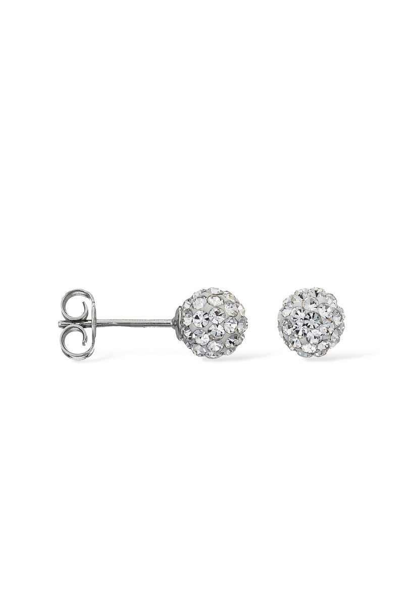 Boucle D'Oreilles "Puce De Crystal" Or Blanc 375/1000 Et Zirconium