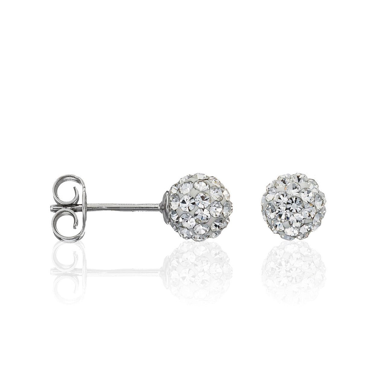 Boucle D'Oreilles "Puce De Crystal" Or Blanc 375/1000 Et Zirconium