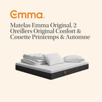 Ehmco - Set - Materasso Original + Cuscino/i Original Comfort + Piumone Primavera e Autunno Emma - Bianco