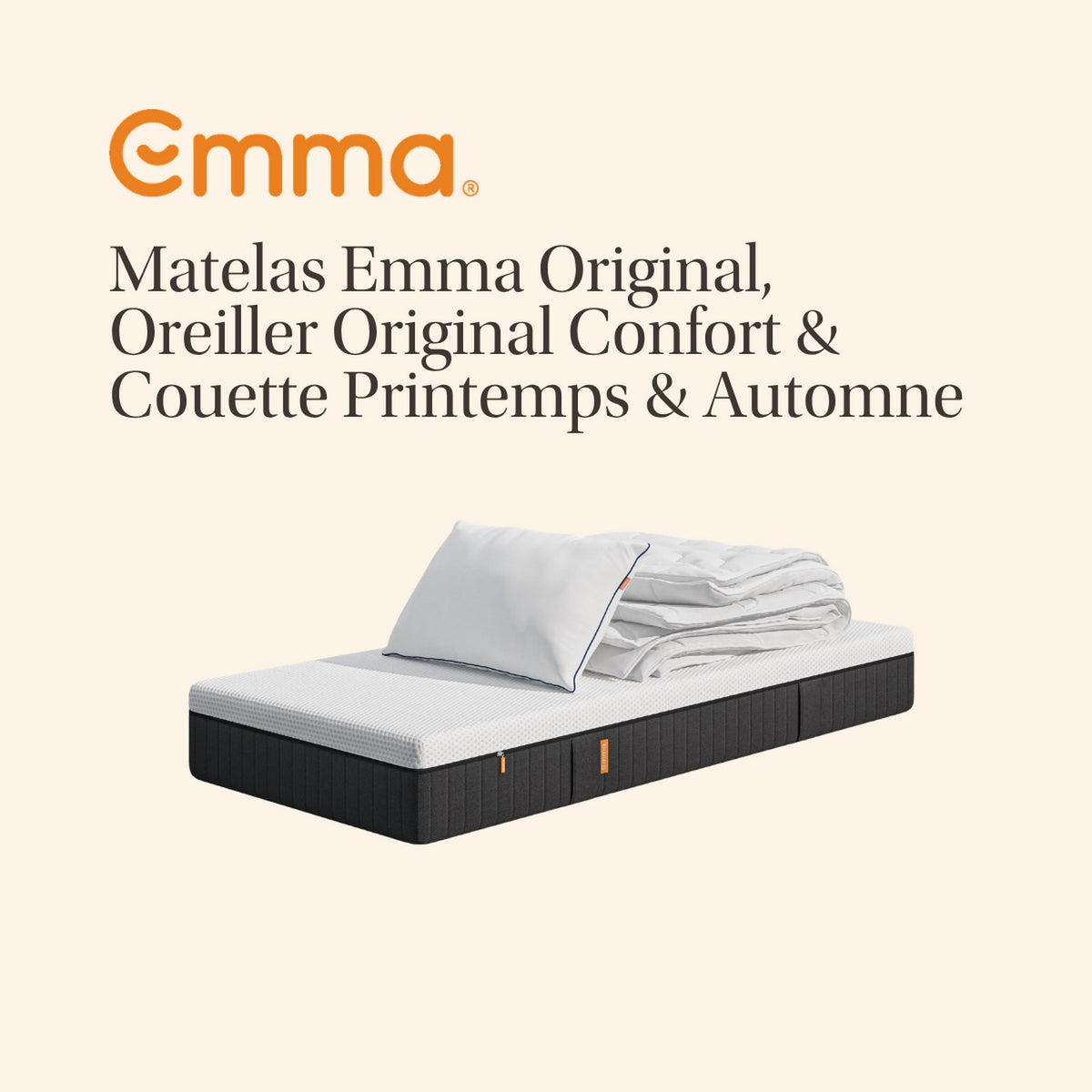 Ehmco - Set - Materasso Original + Cuscino/i Original Comfort + Piumone Primavera e Autunno Emma - Bianco