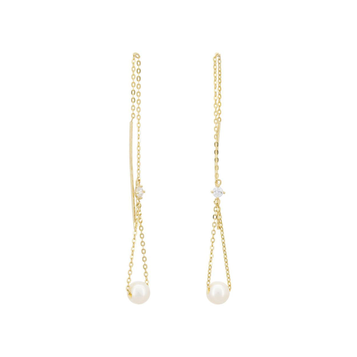 "Apollo Pearl" Earrings in 375/1000 Yellow Gold and Zirconium