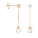 Boucles D'Oreilles "Moana Pearl"Or Jaune 375/1000 Et Zirconium
