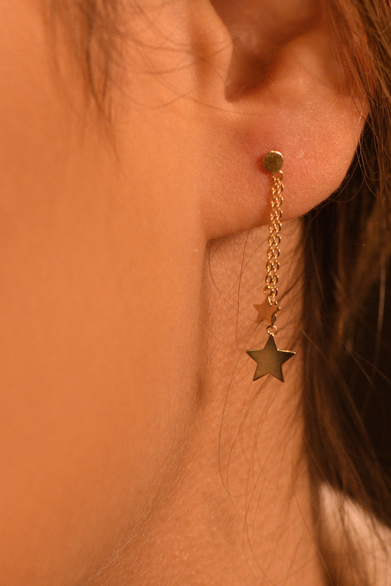 "Etoiles Pendantes" Earrings in 9ct Yellow Gold (375/1000)