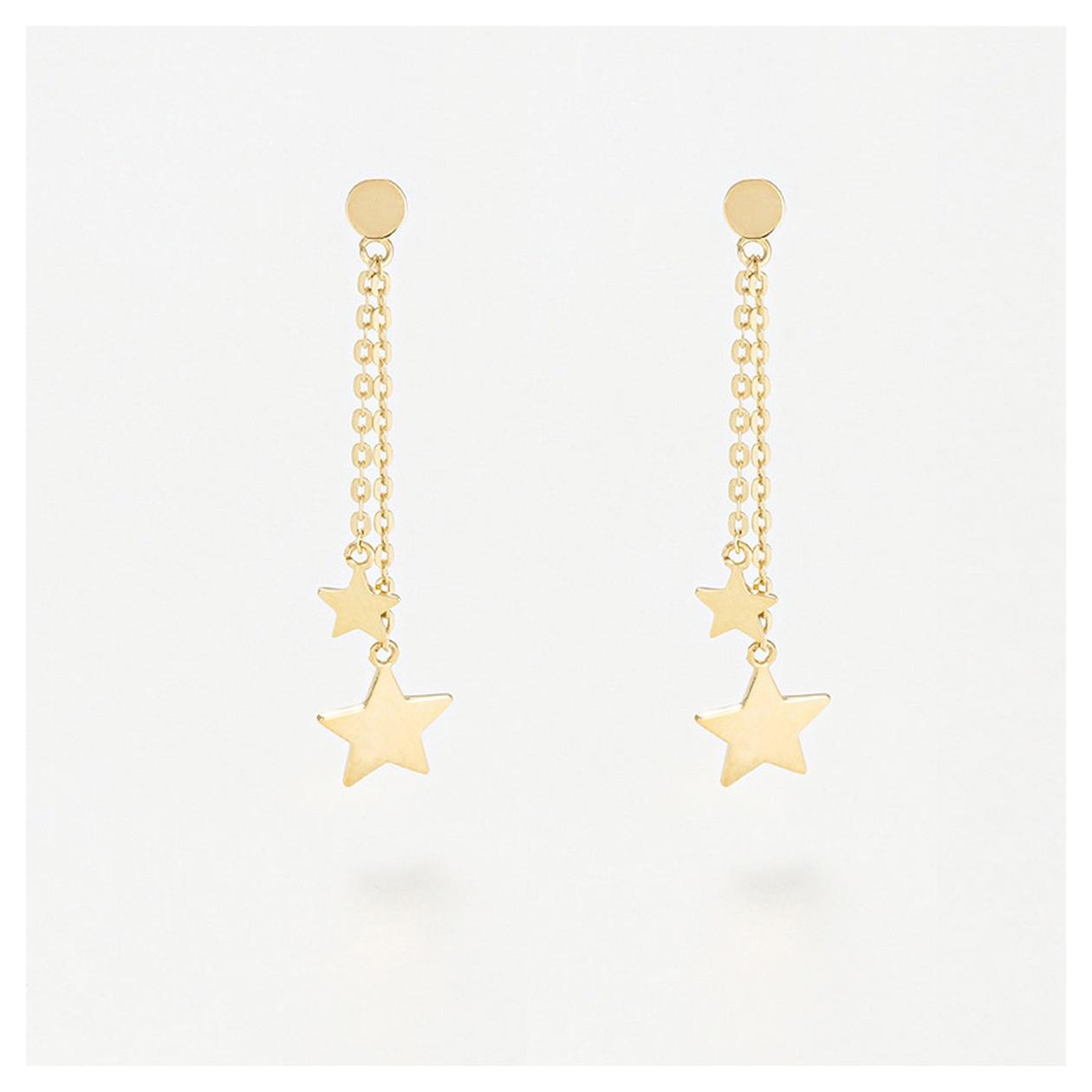 Pendientes “Estrellas Colgantes” – Oro Amarillo 375/1000