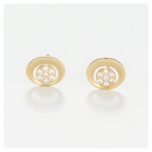 Boucles D'Oreilles  "Tara" Or Jaune  375/1000 Et Zirconium