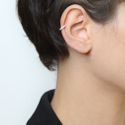 Bijou Cartilage Unitaire "Shining Ear Cuff" - Or Blanc 375/1000