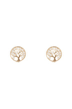 Boucles D'Oreilles " Arbre De Vie" Or Jaune 375/1000 Et Zirconium