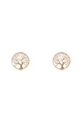 Boucles D'Oreilles " Arbre De Vie" Or Jaune 375/1000 Et Zirconium