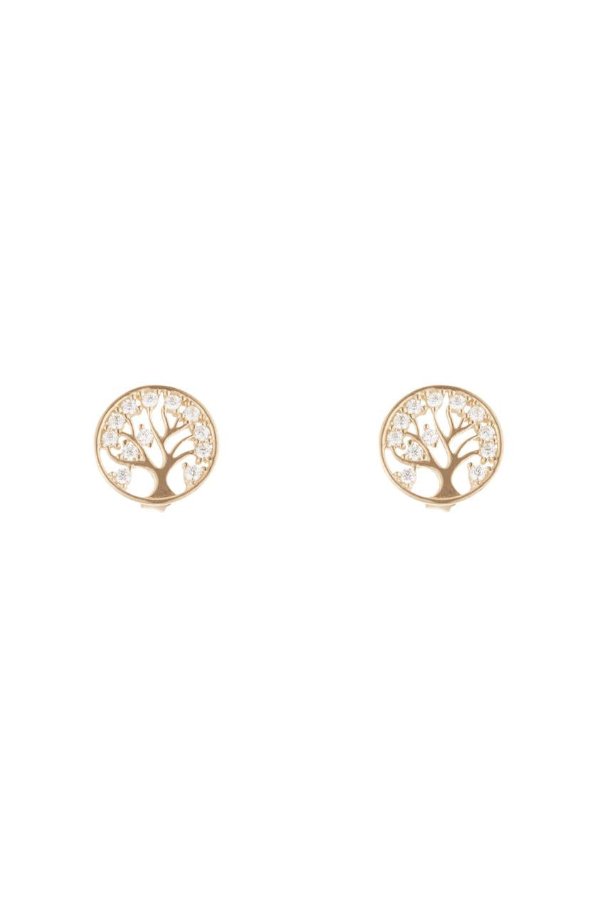 Pendientes "Árbol De La Vida" Oro Amarillo 375/1000 Y Circonio