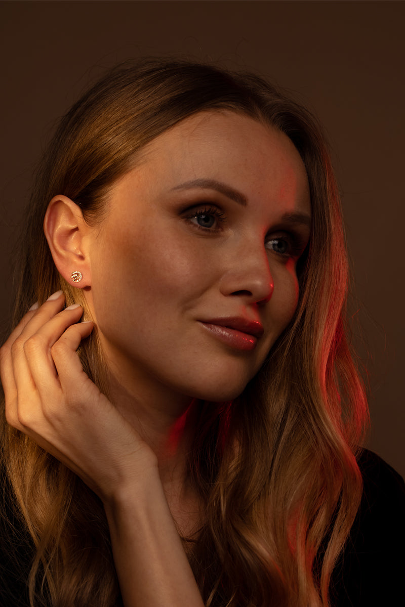 Boucles D'Oreilles " Arbre De Vie" Or Jaune 375/1000 Et Zirconium