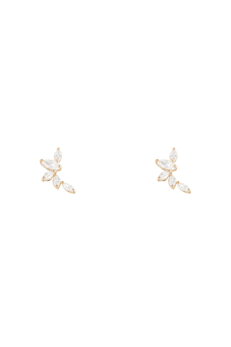Boucle D'Oreilles " Five Petals" Or Jaune 375/1000 Et Zirconium