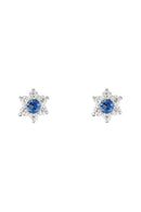 Boucles D'Oreilles "Le Messager Bleu" - Or Blanc 375/1000 Et Zirconium
