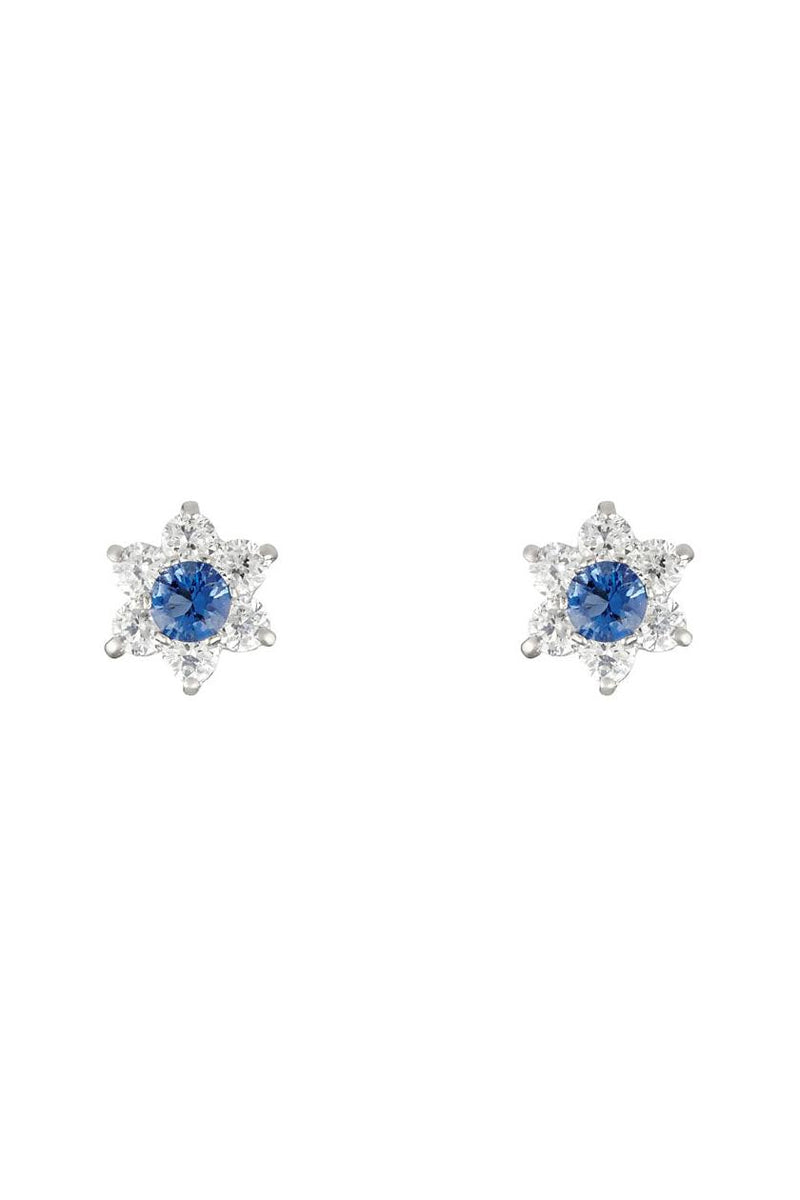 Boucles D'Oreilles "Le Messager Bleu" - Or Blanc 375/1000 Et Zirconium