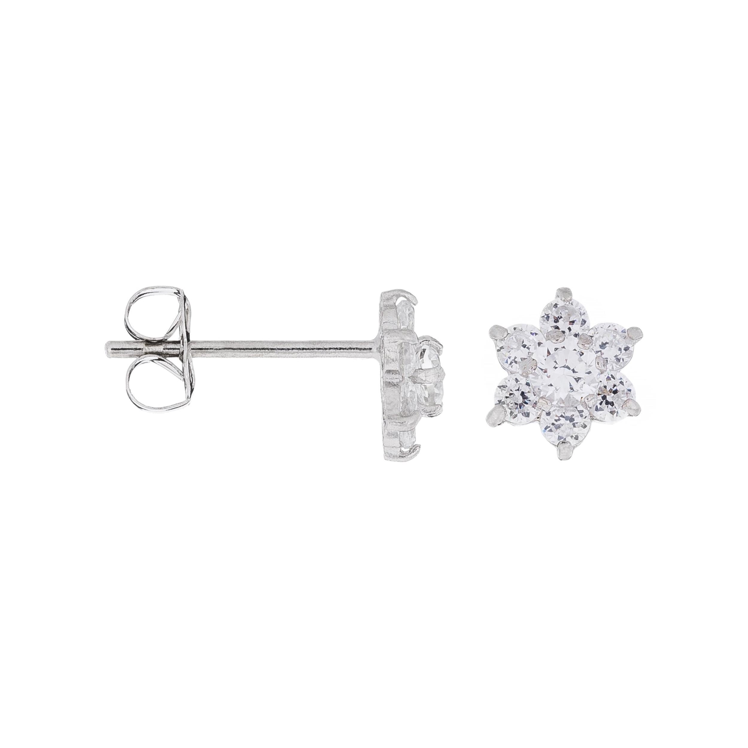 Boucle D'Oreilles "Le Messager Blanc" Or Blanc 375/1000 Et Zirconium