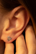 Boucles D'Oreilles "Minis Fleurs" Or Blanc, Jaune Et Rose 375/1000 Et Zirconium