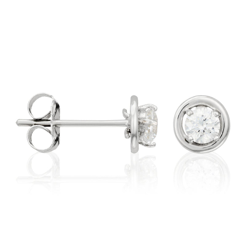 Boucles D'Oreilles "Precious" Or Blanc 375/1000 Et Zirconium