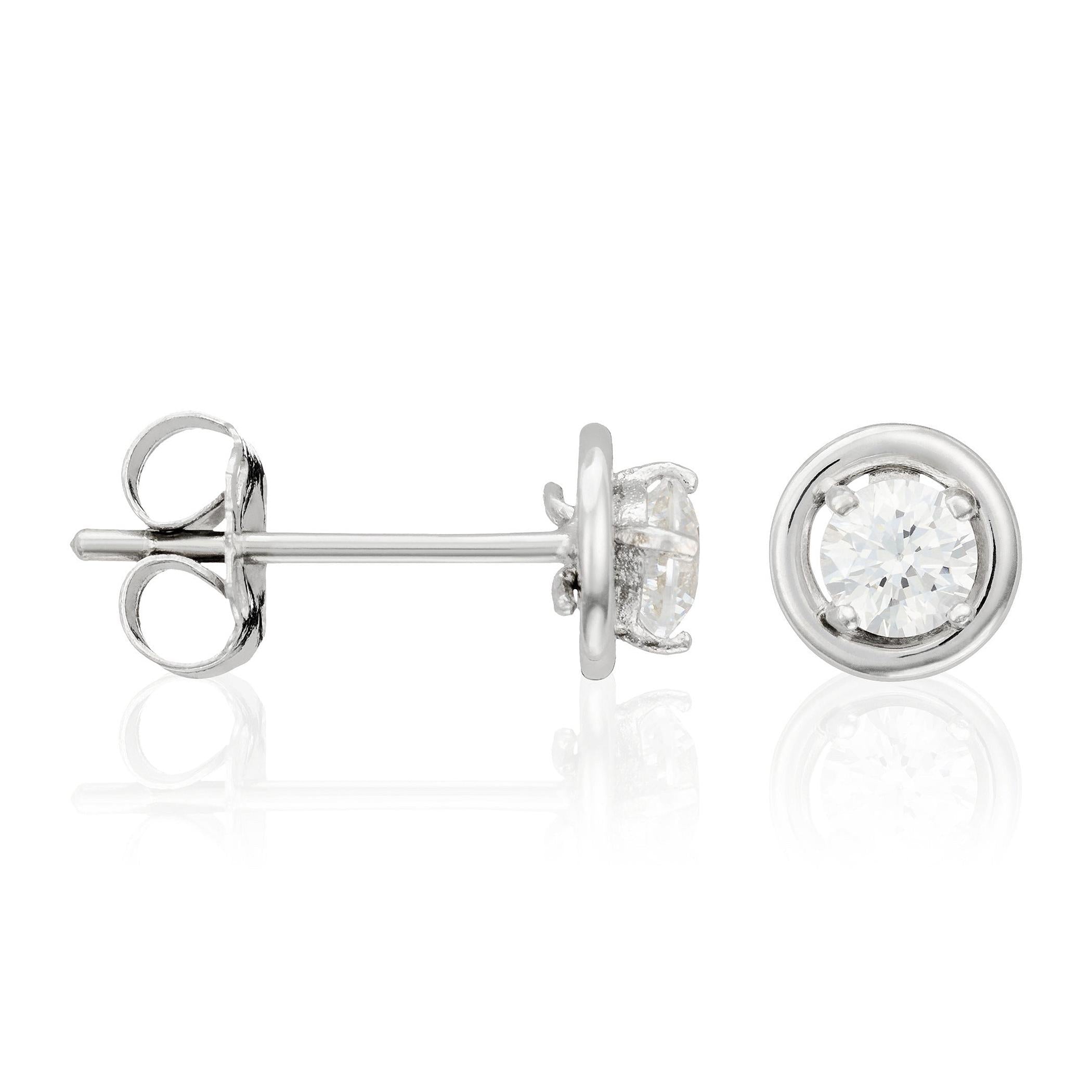 Pendientes “Precious” Oro blanco 375/1000 y circonio