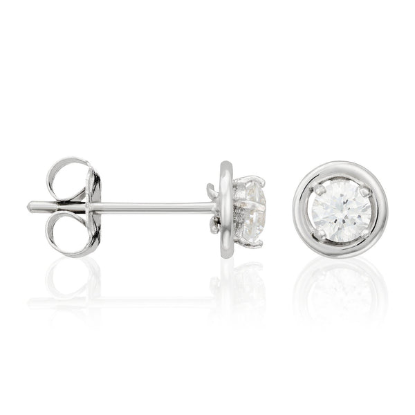 Boucles D'Oreilles "Precious" Or Blanc 375/1000 Et Zirconium