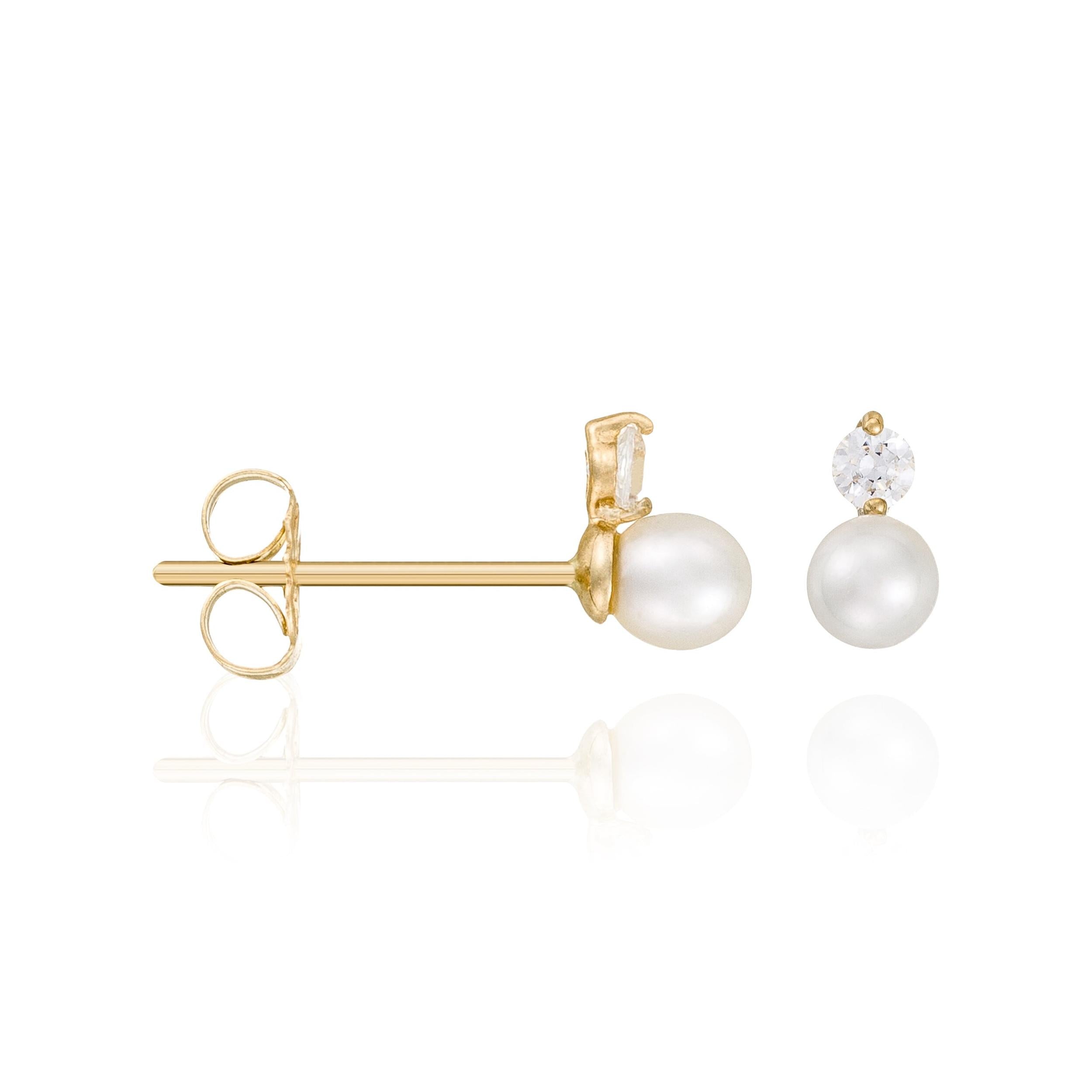 Boucles D'Oreilles "Uni" Or Jaune 375/1000 Perle Blanche