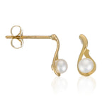 Boucles D'Oreilles "Goutte Perlée" Or Jaune 375/1000 Perle Blanche