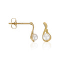 "Beaded Drop" Earrings in 375/1000 Yellow Gold with White Pearl