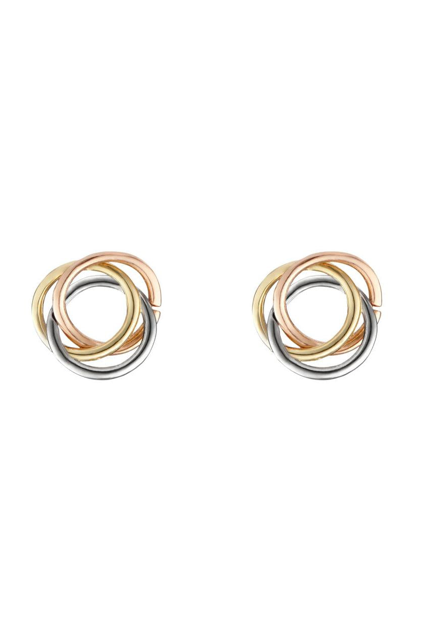 Pendientes "Croisade" Oro Amarillo, Blanco y Rosa 375/1000 y Circonio