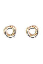 Pendientes "Croisade" Oro Amarillo, Blanco y Rosa 375/1000 y Circonio