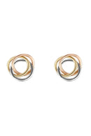Boucles D'Oreilles "Croisade" Or Jaune, Blanc Et Rose 375/1000 Et Zirconium