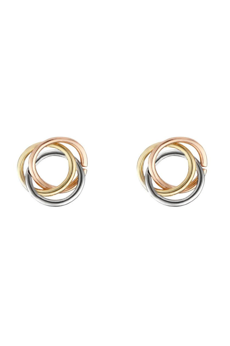 Boucles D'Oreilles "Croisade" Or Jaune, Blanc Et Rose 375/1000 Et Zirconium