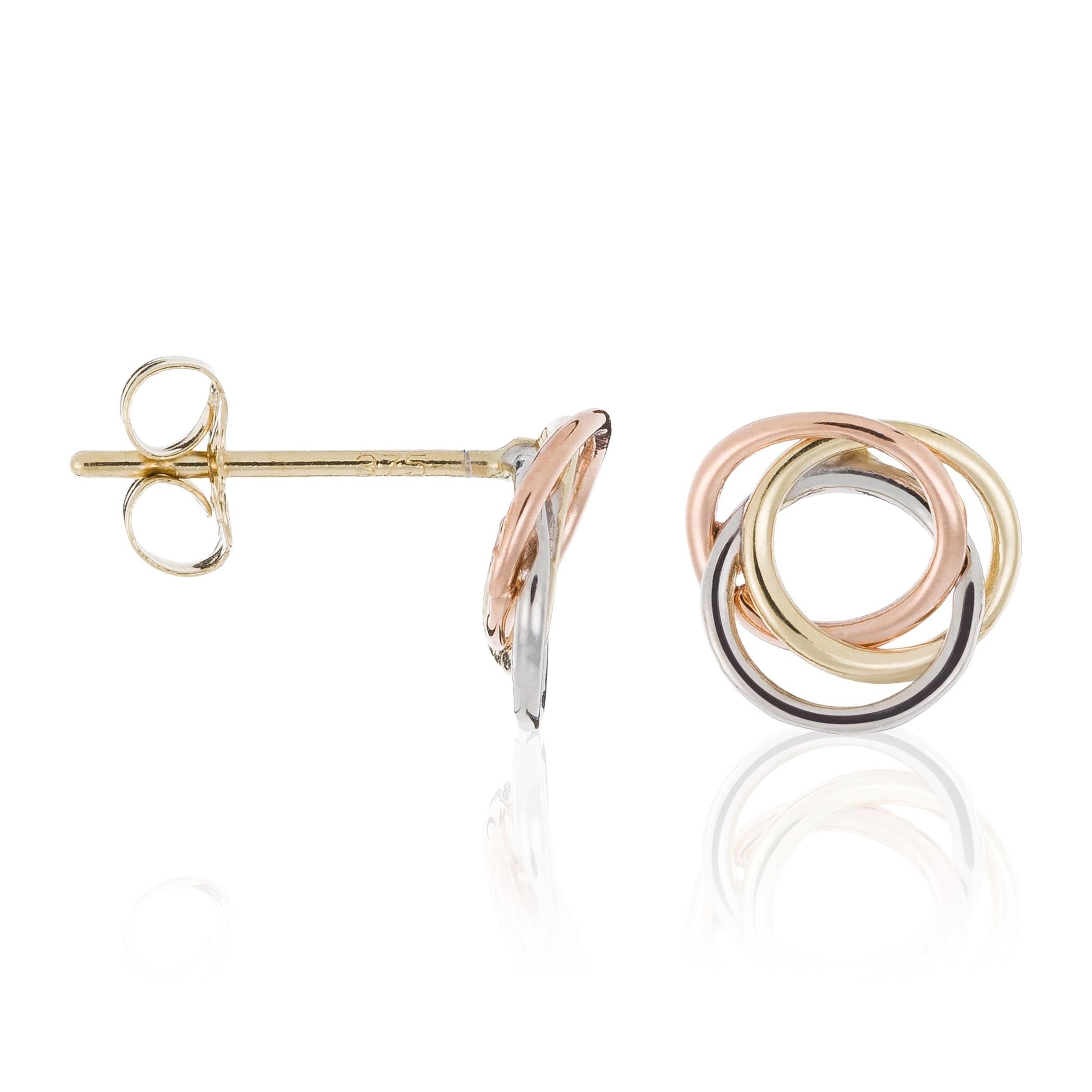Pendientes "Croisade" Oro Amarillo, Blanco y Rosa 375/1000 y Circonio