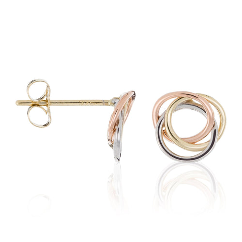 Boucles D'Oreilles "Croisade" Or Jaune, Blanc Et Rose 375/1000 Et Zirconium