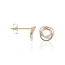 Boucles D'Oreilles "Croisade" Or Jaune, Blanc Et Rose 375/1000 Et Zirconium - Or Tricolore 375/1000