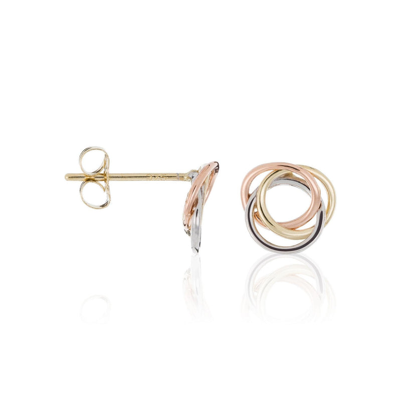 Boucles D'Oreilles "Croisade" Or Jaune, Blanc Et Rose 375/1000 Et Zirconium - Or Tricolore 375/1000