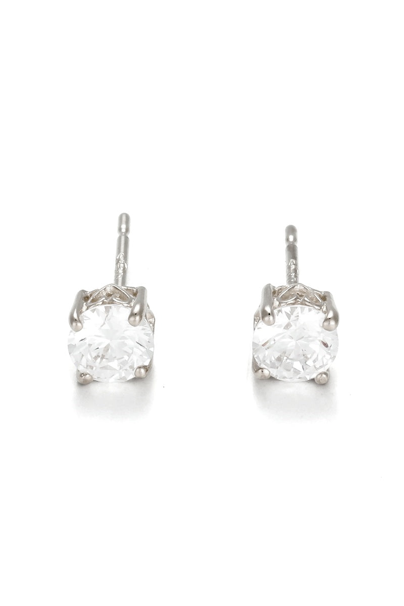 Boucles D'Oreilles "Simply You 4Mm" Or Blanc 375/1000 Et Zirconium