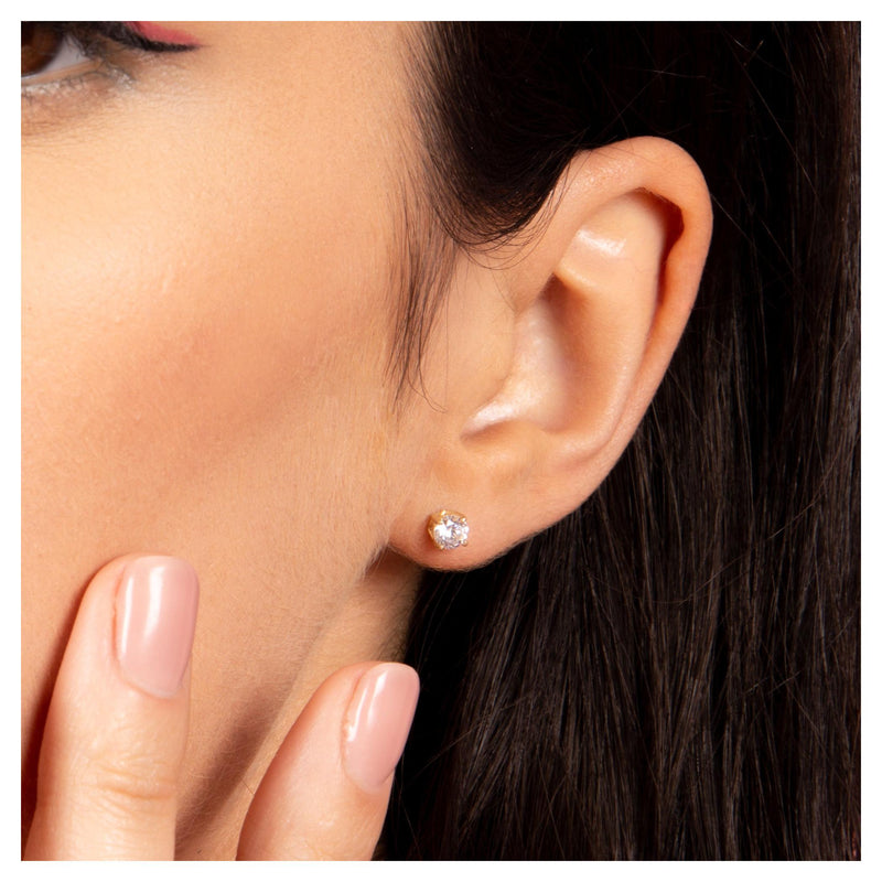 Boucles D'Oreilles "Simply You" - 4Mm Or Jaune 375/1000 Et Zirconium