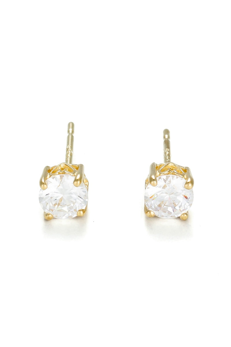 "Simply You" 4mm 9-Carat Yellow Gold and Cubic Zirconia Earrings